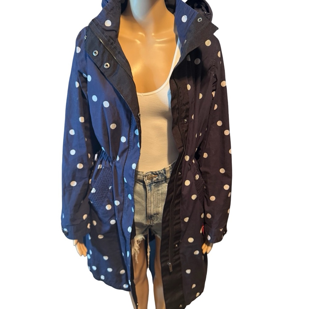 Only Navy Polka Dot Hooded Utility Jacket